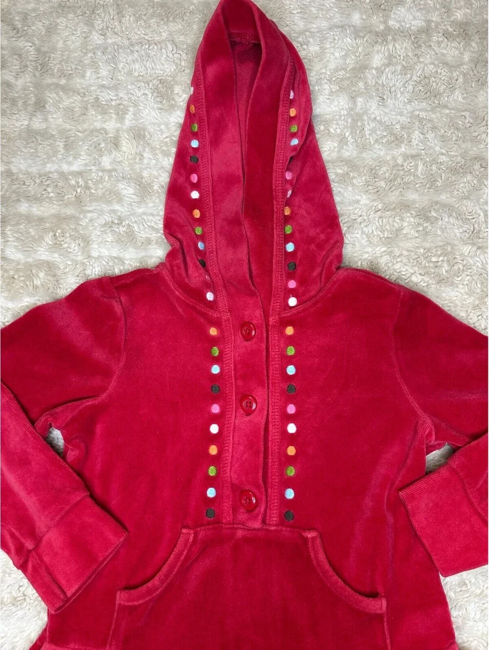 Vintage Gymboree Cupcake Cutie crimson velour hooded skater dress Size 4 festive